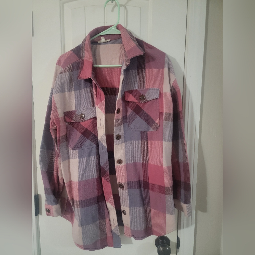 Plaid Button-Up Shirt Jacket